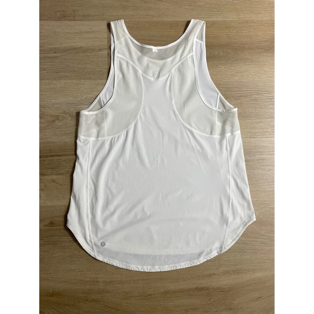 Lululemon Sculpt Tank Top Women 10 White Mesh Racerback Activewear - Picture 5 of 9
